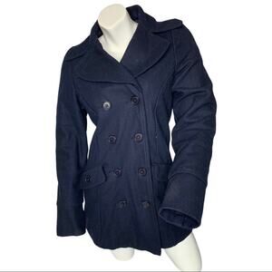 Stussy girls medium black double breasted pea coat